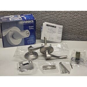 Brinks Keyed Entry Door Lever Satin Nickel Reversible Series 2006-119 No Keys
